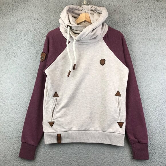 Naketano Sweaters - Naketano Women’s Darth Pullover Hoodie Sweatshirt Maroon Sleeves Size L